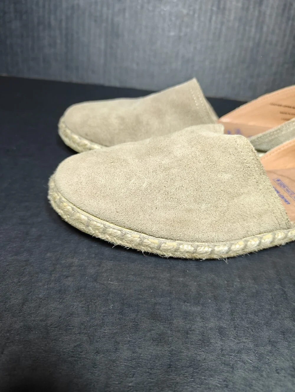 VERBENAS Carmen Serraje Taupe Suede Slide-on Spanish Espadrille Mules Shoe 9-9.5